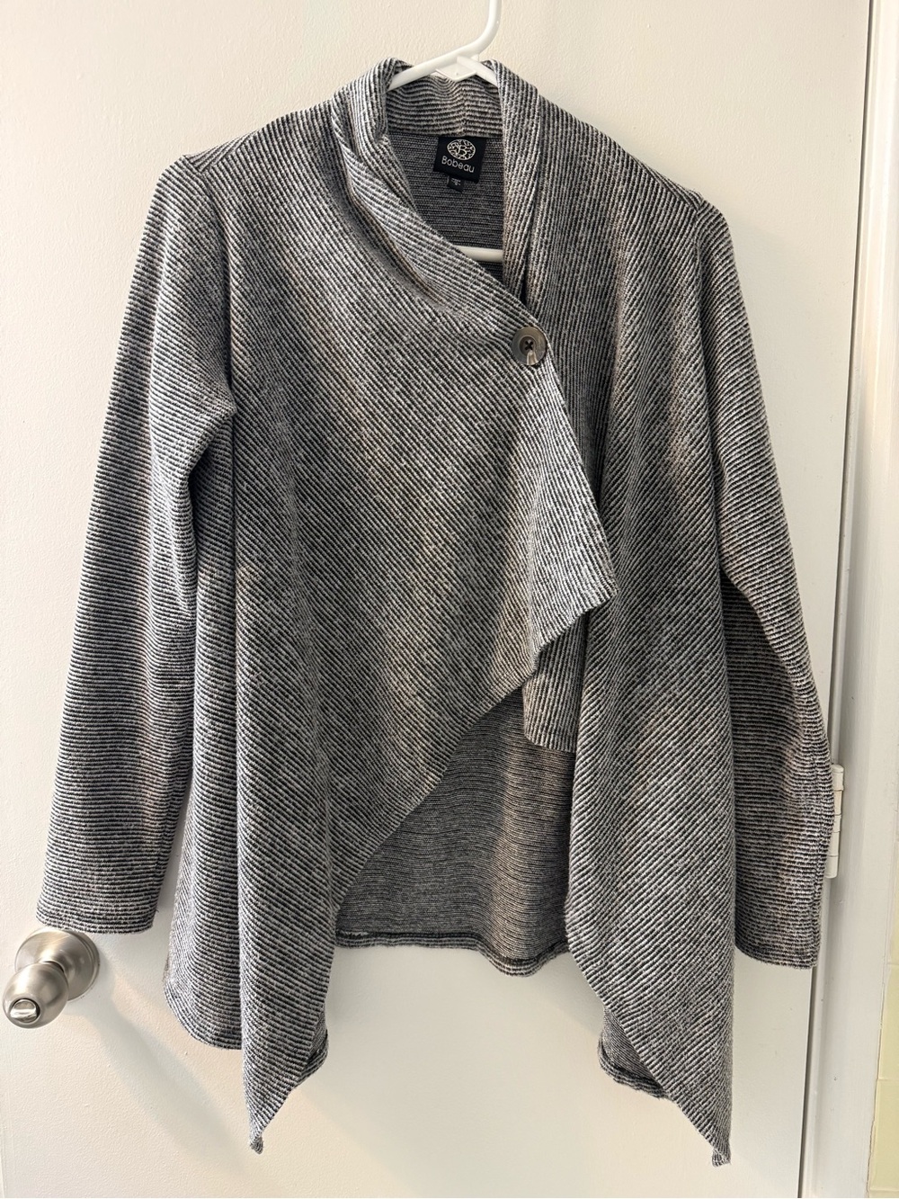 bobeau Gray Asymmetrical Draped Cardigan